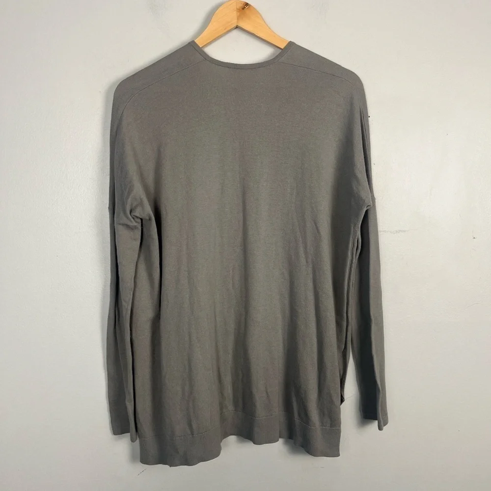 Helmut Lang Gray Thin Slub V-Neck Sweater Size Small